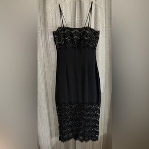 Elegant Black Spaghetti Strap Lace Dress